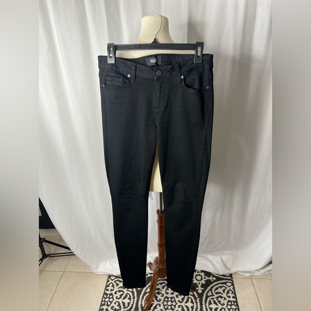 PAIGE Constance Skinny Welt Pocket Jeans – Black Shadow – Size 29
